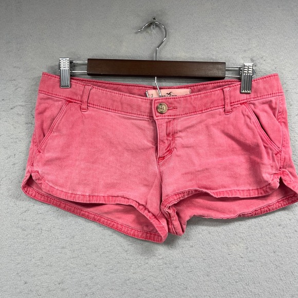 Hollister Pants - Hollister Chino Shorts Women 3 26 Pink Salmon Low Rise Stretch Casual Preppy Y2K
